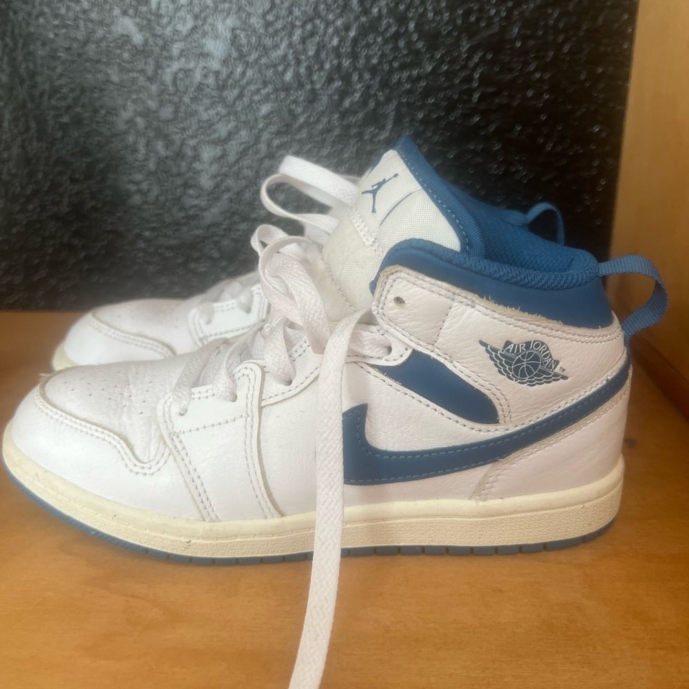 Jordan White and Blue High-Top Sneakers. Pre owned